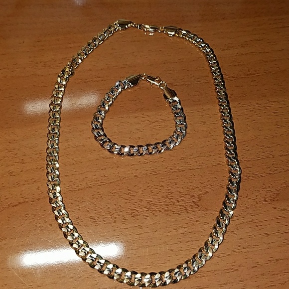 Mens "Titus" Two-Tone Necklace and Bracelet Set - Picture 5 of 6